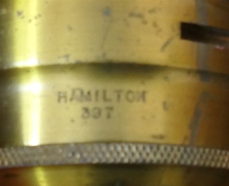 WWII - 1941 - Hamilton Mounted Chronometer Watch - 397 - Model 22 in Wood Case with Outer Wood Box - Back of Case Marked MTD Watch Bureau of Ships  - US Navy- 397-1941 - Wood Case Has Glass Top -...