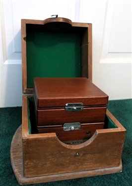 WWII 1942- Hamilton 2654 - Mounted Chronometer Watch in Wood Case - Watch Case Marked MTD Watch Bureau of Ships - US Navy - 2654-1942- Inner and Outer Wood Cases Marked Hamilton Watch Co....
