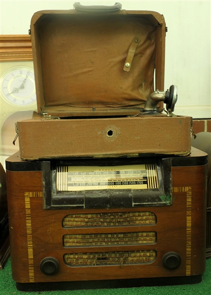 Portable Phonograph in Case - Case is Rough and Philco Model 42-122 Radio in Wood Case 