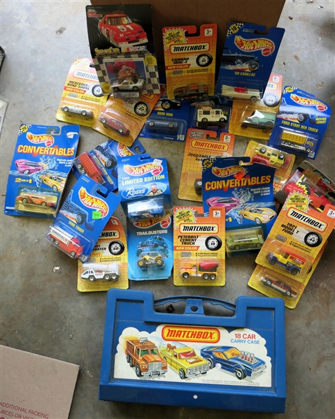 Lot of Hot Wheels and Matchbox  Cars with 1976 Matchbox Cars Carrying Case