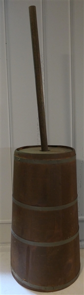 Wood Churn with Wood Lid and Dasher - Churn Measures 18" tall 