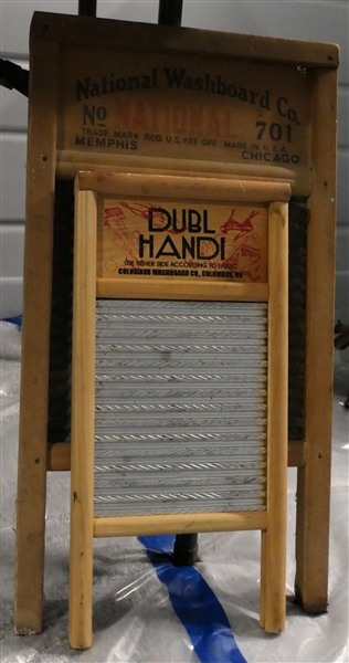 2 Washboards - "The Zing King" Top Notch and "Dubl Handi" Columbus Washboard Co. 