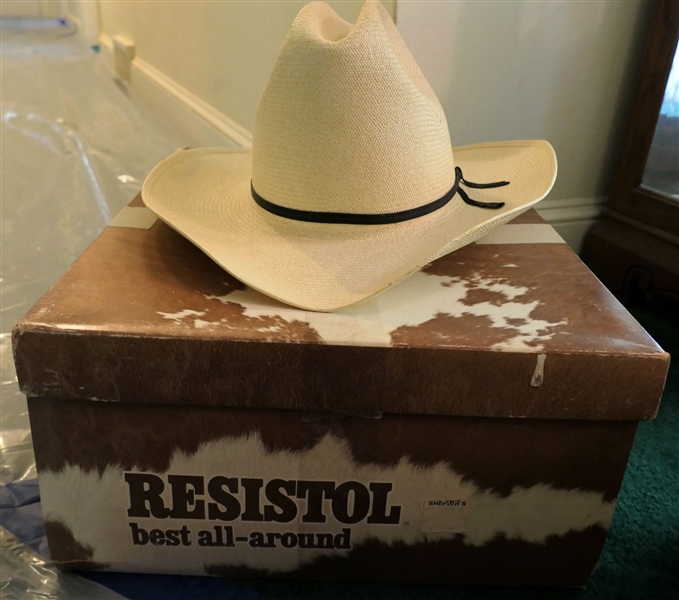 Resistol Western Quarter H - Straw Cowboy Hat - Size 7 1/2 - In Original Box 