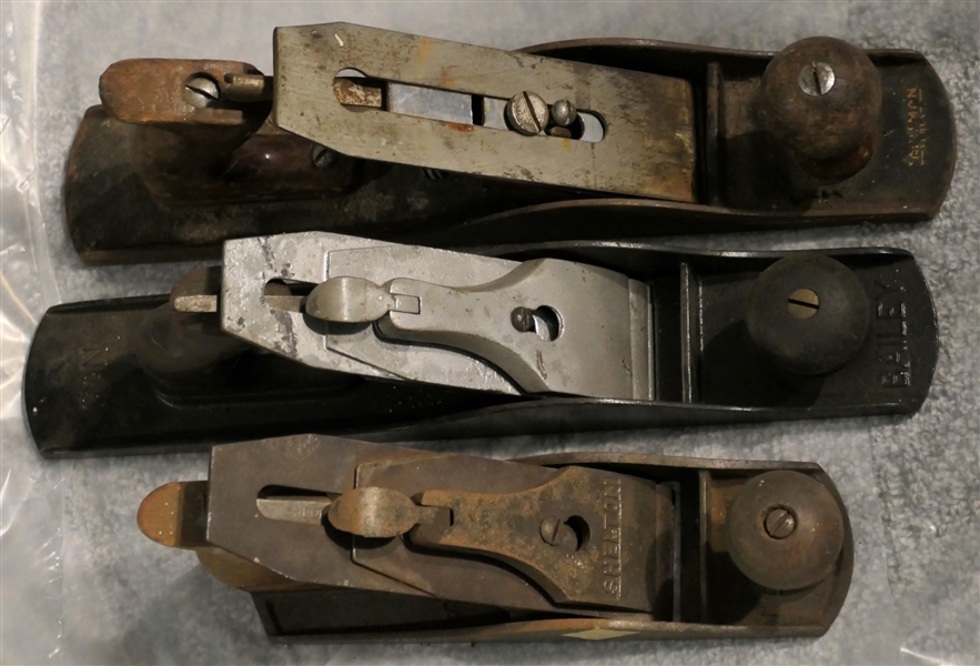 3 Wood Planes - Shelton No. 9, Bailey No. 5, and Other Made in USA