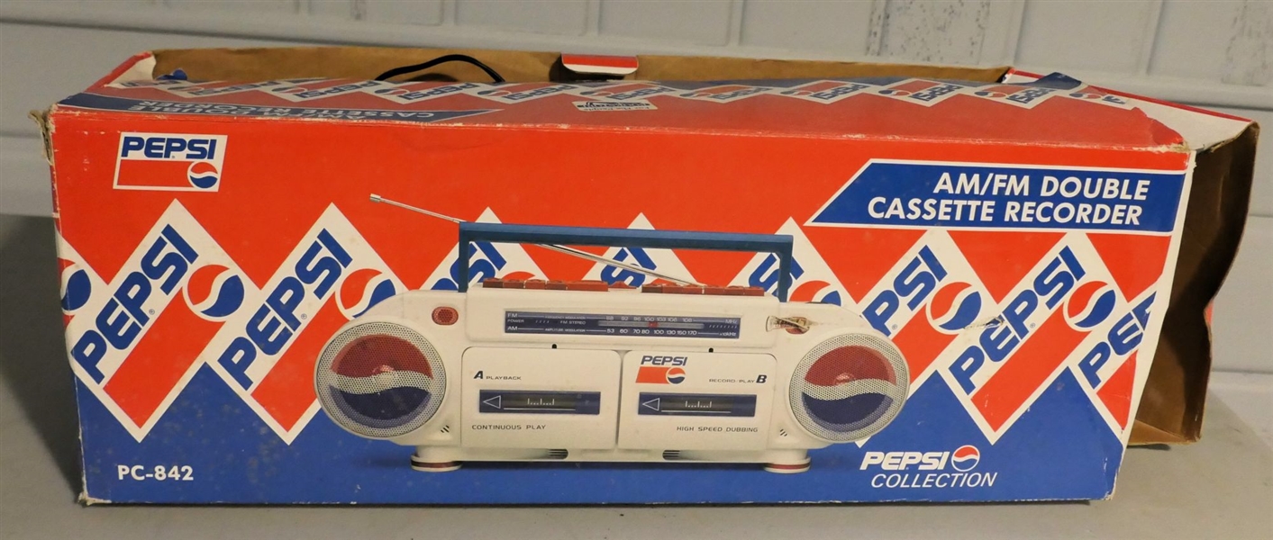 The Pepsi Collection AM / FM Double Cassette Recorder in Original Box - PC 842