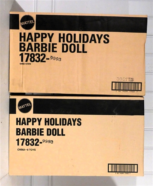 2 Cases of 6 - (12 Total ) 1997 Happy Holidays Barbie Doll - 17832 - 9993 