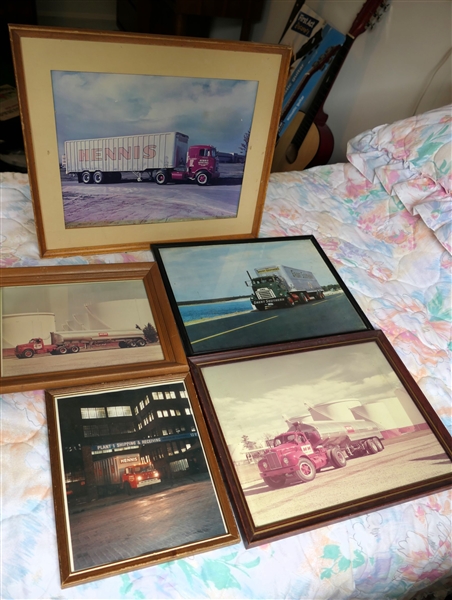 Framed Photographs of Transfer Trucks - Hennis, MM, and Great Southern - Largest Photo Measures 10" by 14" 