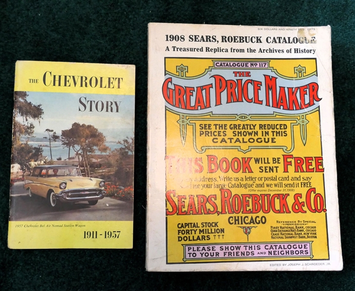 1969 - Reprint of The 1908 Sears, Roebuck Catalog and "The Chevrolet Story" 1911 - 1957" Paper Booklet