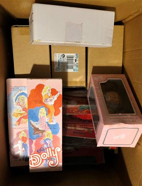 Lot of Barbies - New in Boxes - Happy Holidays, Special 2000 Edition, Dolly Parton, and Un-opened cases of Barbie Ornaments