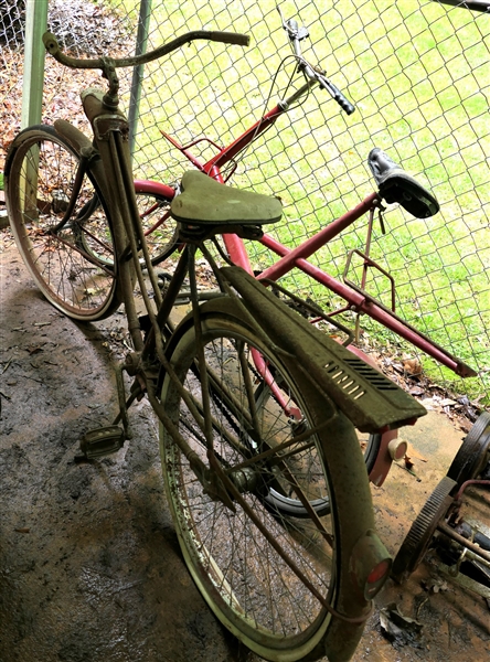 2 Vintage Bicycles - Sears with Headlights and Tail Lights and Moulton Made in England "Middlemor" Bike