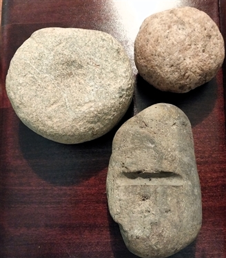 Collection of Indian Artifacts - Arrowheads on Plaque and Rocks