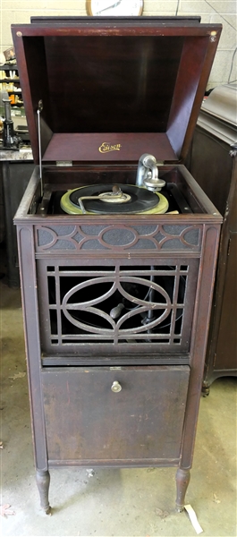 Thomas Edison Disc Phonograph - Model No. C150 with Many Discs in Bottom - including "Stone Mountain Memorial" 