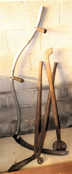 Antique Garden Tools - Large Sickle, Edger, and Unusual Shears 