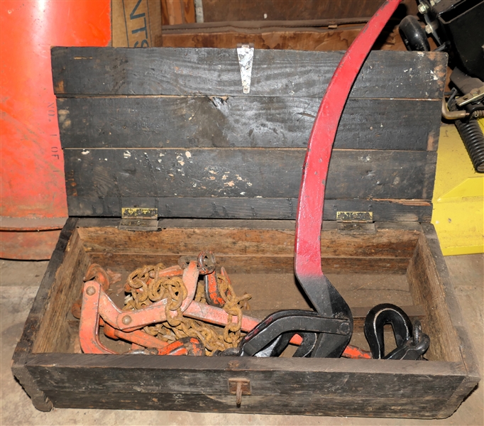 Wood Chest with Chain Tie Downs and Binders