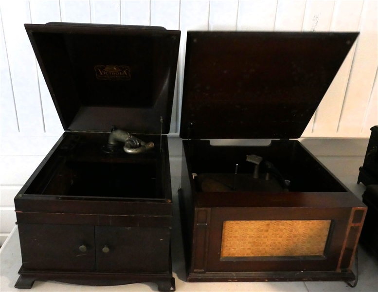 Victor Talking Machine Case and Parts and Other Tabletop Phonograph - 