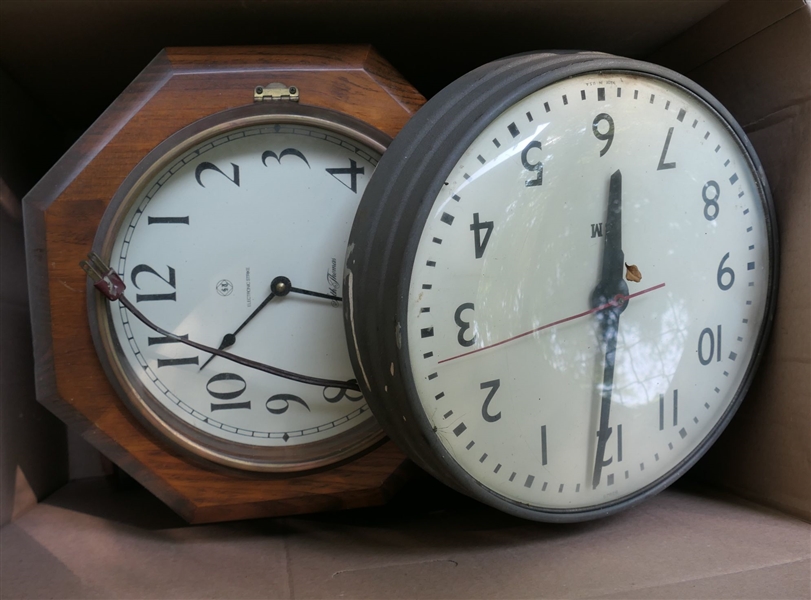 Box of Clocks and Parts - Regulator Clock, Christmas, Etc. 