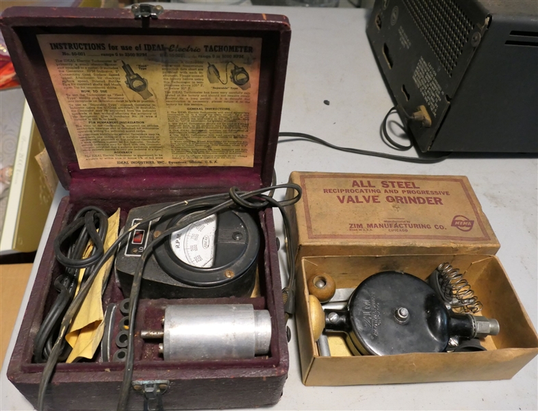 ZIM All Steel Valve Grinder NO. 301 in Original Box and Ideal Industries Electric Tachometer in Case