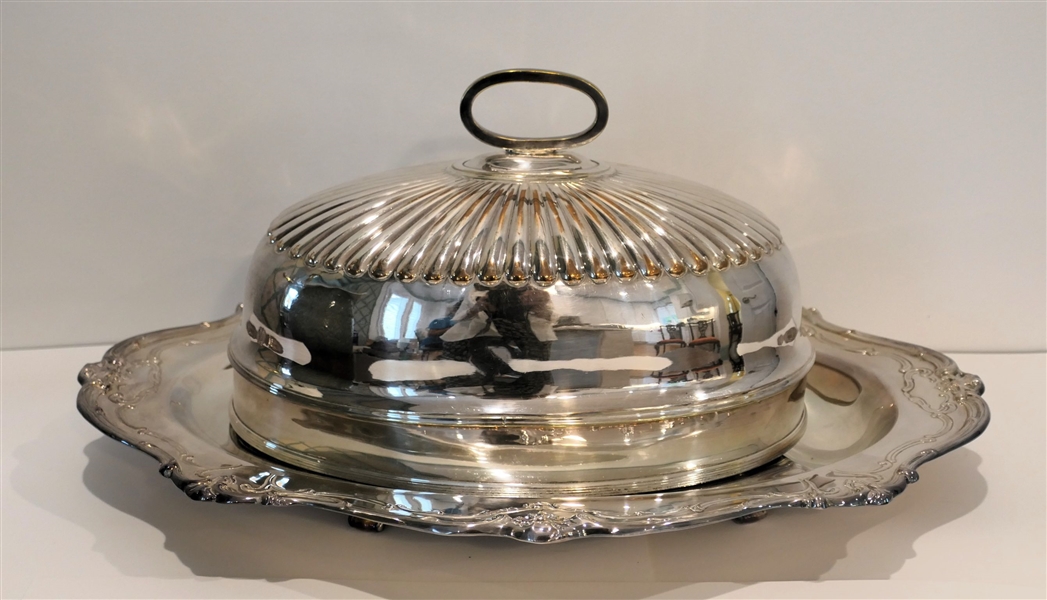 Victorian Silverplate Meat Cover / Dome and Gorham Silverplate Meat Platter - Dome Measures 6" tall not including Handle 12 1/2" by 8 1/4" - Platter Measures 19" by 14" 