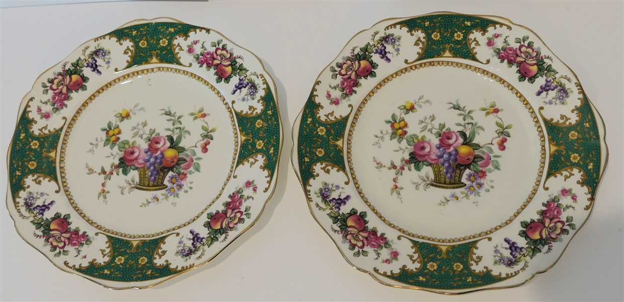 Pair of Wedgwood Fruit and Floral Plates - Each Plate Measures 9" Across