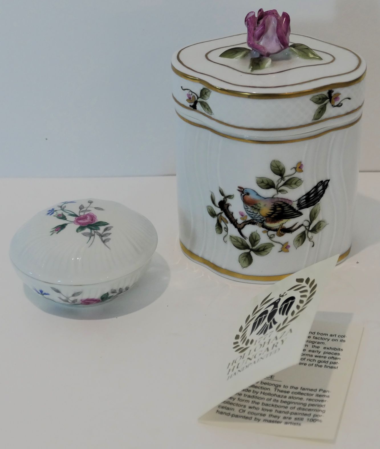 Lot Detail - Hollohaza Hungary Hand Painted Porcelain Lidded Jar with ...