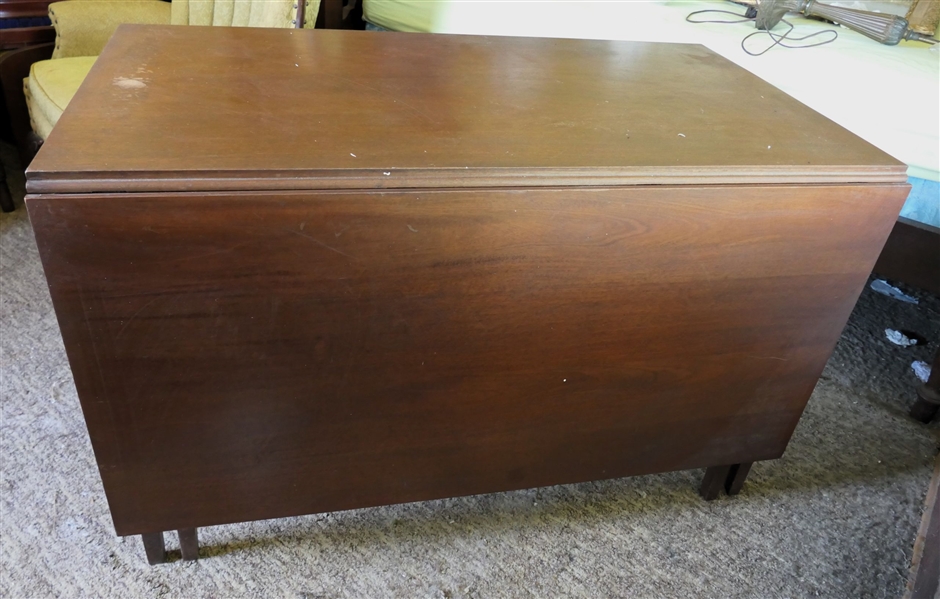 Sam Smoot - Danville Virginia Furniture Maker - Large Solid Walnut Drop Leaf Table - Table Has 8 Legs - Measures 30" Tall 48" by 26" Closed - Each Leaf Measures 23 1/2" - Top Has Some Minor Water...