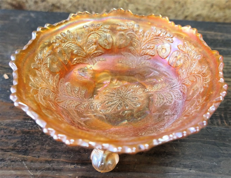 Marigold Carnival Bowl with Panther, Butterflies, and Berries - Measures 2" tall 5 1/2" Across