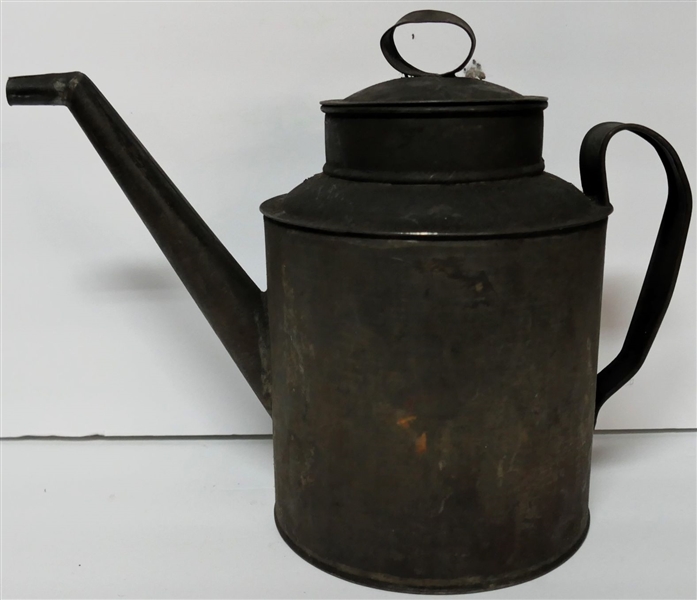 Metal Oil Can with Angled Spout - Measures 9 1/2" Tall 