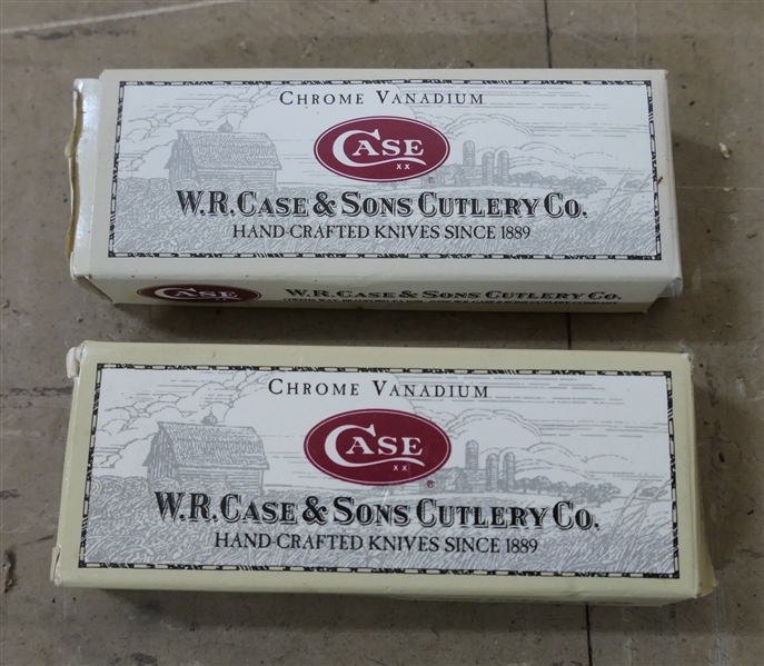 2 -Case XX - W.R. Case & Sons Cutlery Co. - Sod Buster Pocket Knives - Chrome Vanadium Blades -Yellow Handles - In Original Boxes