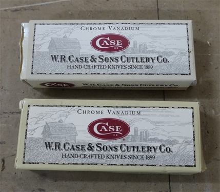 2 -Case XX - W.R. Case & Sons Cutlery Co. - Sod Buster Pocket Knives - Chrome Vanadium Blades -Yellow Handles - In Original Boxes