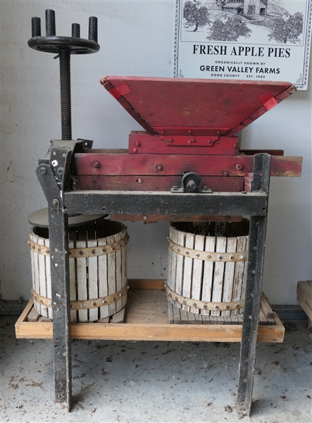 Red Painted Double Cider Press 