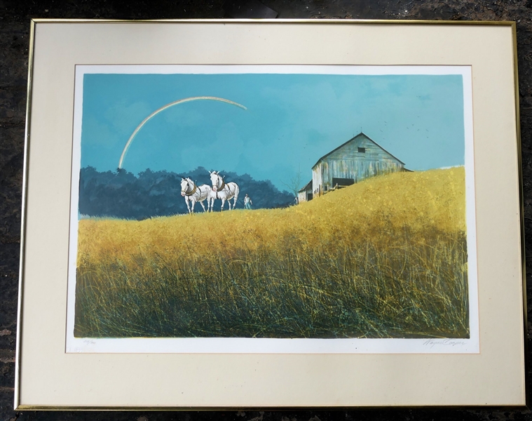 Wayne Cooper Artist Signed and Numbered 318/300 Print - Farming Scene - Farmed and Matted - Frame Measures 25 1/4" by 32 1/2" 