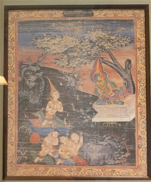 Framed Thai Artwork -"The Vessantara Jataka"   "Totsaporn" - Beautifully Framed in Bamboo Style Frame - Frame Measures 29" by 25" 