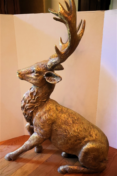Gold Composite Reindeer Statue -Measures 38" Tall 