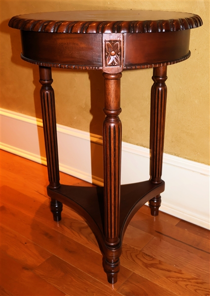 Round Occasional Table with Column Style Legs - Measures 28" by 18"