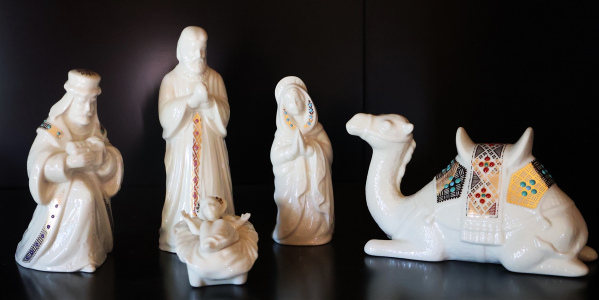 Lenox Nativity Set - 5 Pieces - Mary, Joseph, Baby Jesus, 1 Wise Man, and Camel 