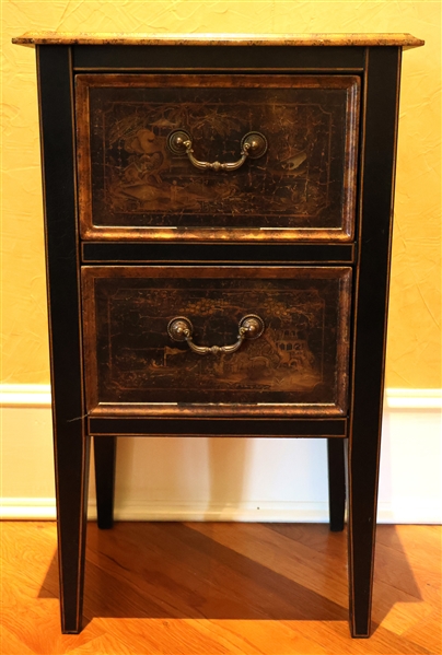 Chinoiserie 2 Drawer Stand - Measures 27" Tall 16" by 12 1/4" 