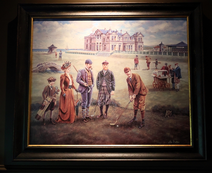 Lee Dubin - Oil On Canvas Painting of Golfing Scene - Framed  - Frame Measures 30" By 36" 