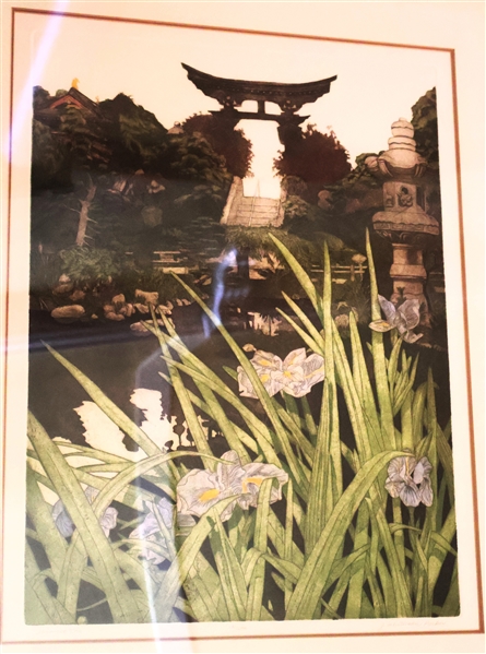 "Japanese Iris" Original Lithograph By J. Whiteman Parker - Number 181/200 - Framed and Double Matted - Frame Measures 34" by 29"