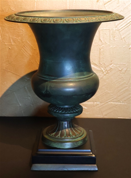 Heavy Bronze Urn on Black Base - Measures 11" tall 9" Across