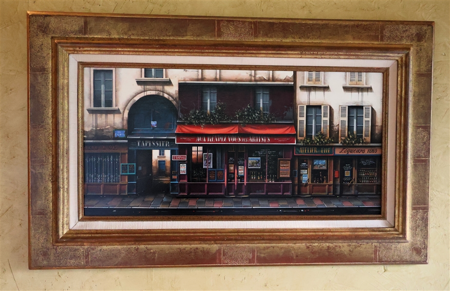 Parisian Street Scene - Signed Delarue Oil on Canvas Painting - Del 2003 on Reverse - Framed - Frame Measures 31 1/2" by 19 1/2"