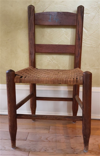 Childs Oak Ladder Back Chair with Oak Split Seat - Measures 26 1/2" Tall 