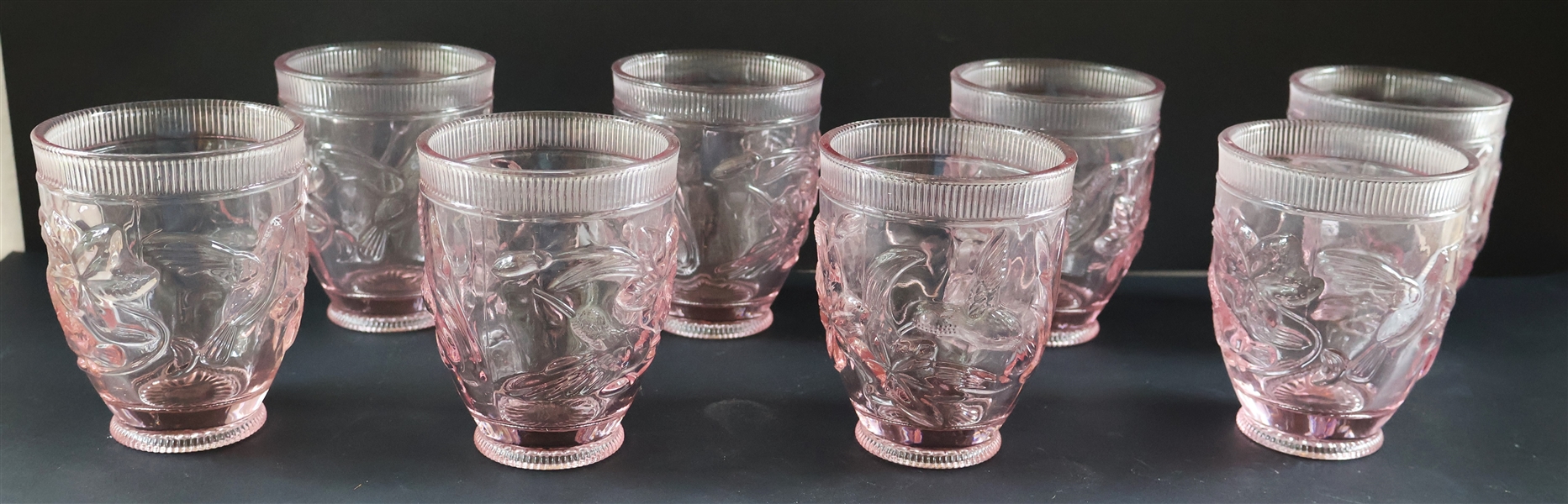 8 Pink Humming Bird and Flower Tumblers - Each Measures 4" Tall 