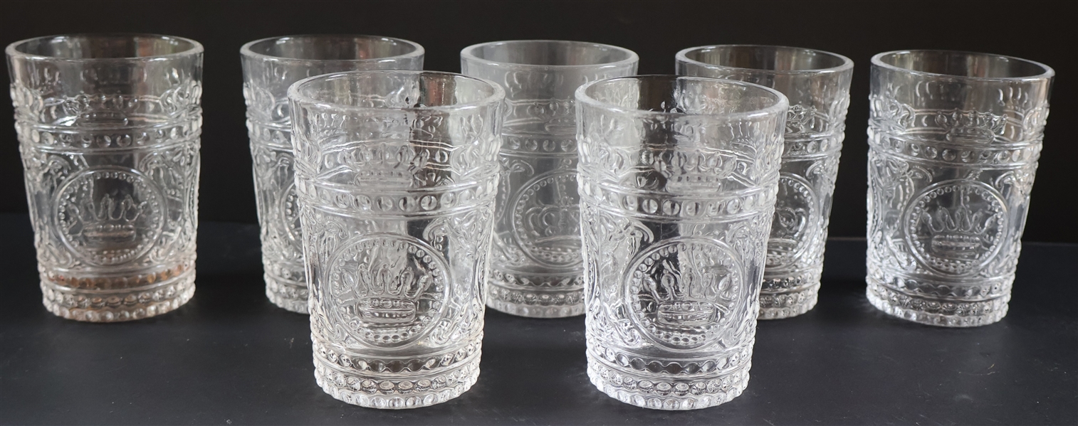 7 Embossed Tumblers with Crowns - Each Measures 4" Tall