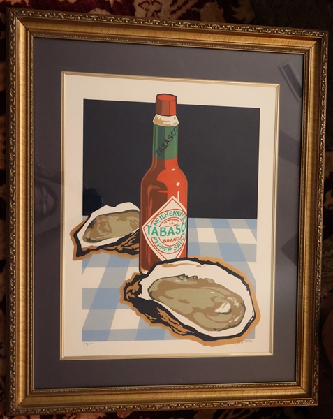 Ron Picou Artist Signed and Numbered 496/1000 Oyster Print - Beautifully Framed and Matted - Frame Measures 30 1/2" By 25 1/2" 