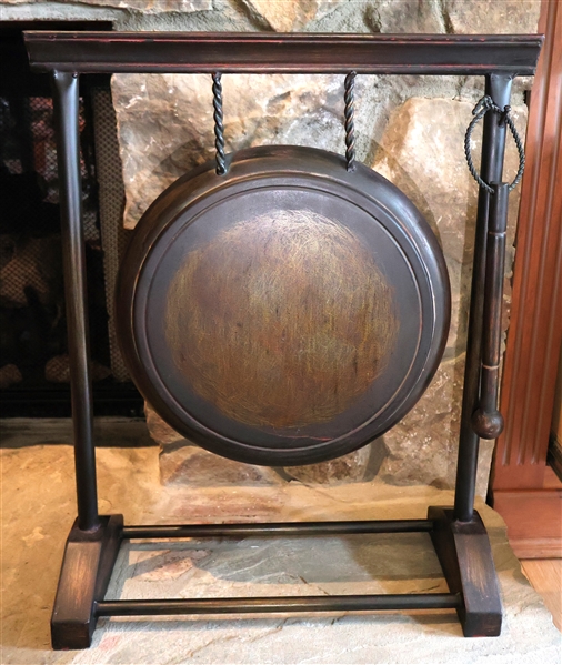 Metal Decorative Gong on Stand - Stand Measures 24" Tall - Gong Measures 14" Across