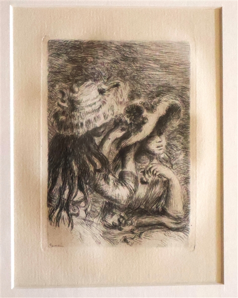 Renoir - "Le Chappeau Epingle" (The Pinned Hat) - Etching - Restrike From Original Plate - Framed and Matted - With Gallery Certificate of Authenticity 