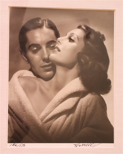 Black and White Photograph of Tyrone Power and Loretta Young by Photographer George Hurrell (American 1094 - 1992) - Signed and Numbered 186 / 190 - Framed and Matted - Frame Measures 20 3/4" by...
