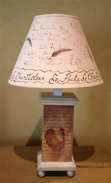 Rectangular Chicken Lamp with Hand painted Shade - Lamp Measures 16" tall 