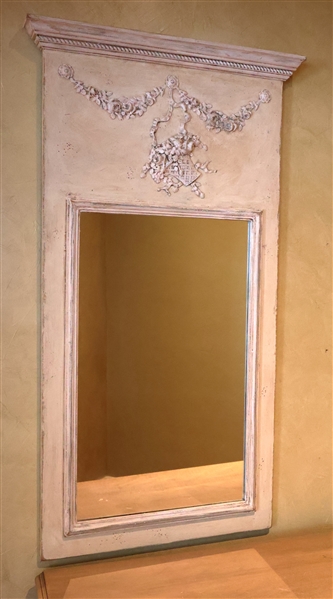 Mirror with Applied Flowers and Flower Basket - Frame Measures 42" by 24"
