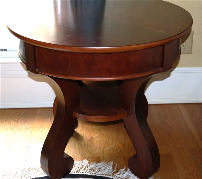 Round Mahogany Empire Style Drum Table - Measures 26" Tall 28" Across